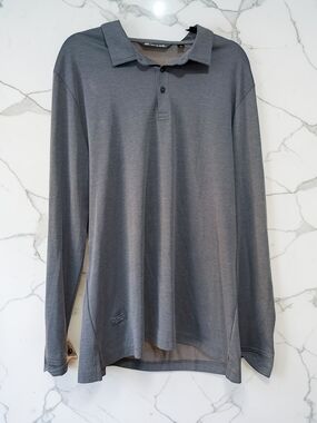TravisMathew Long Sleeve Polo Mens Large Gray Performance Stretch Golf Shirt